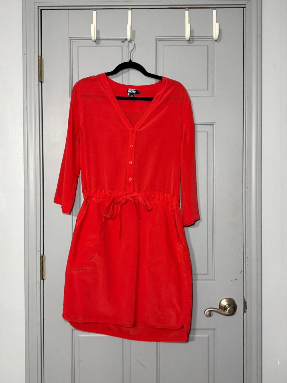 2010s DKNY Donna Karan New York Silk Blend Ruffle Dress Size M